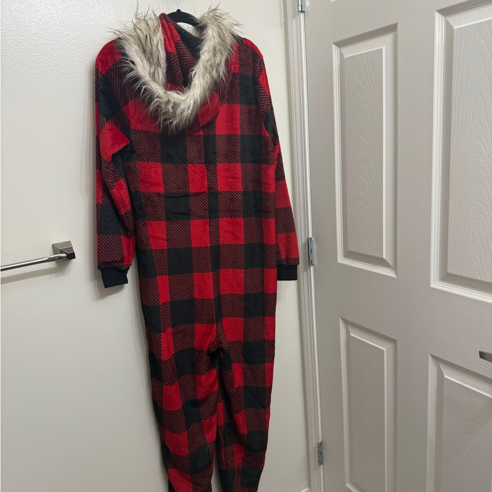 Secret Treasures Red and Black Plaid Onesie Pajamas